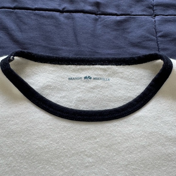 Brandy Melville Cream & Navy Top - Picture 2 of 3